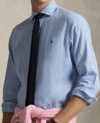 Men's Classic-Fit Miniature Houndstooth Pattern Shirt