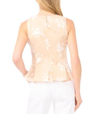 Women's Sleeveless Pleated Hem Bow Detail Crew Neck Vest