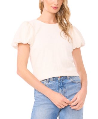 Women's Crew Neck Bubble-Sleeve Top