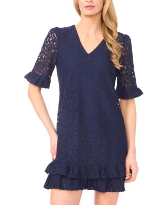 Women's Lace Detail V-Neck Shift Dress