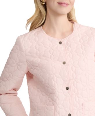 Women's Quilted Flower Crew Neck Jacket