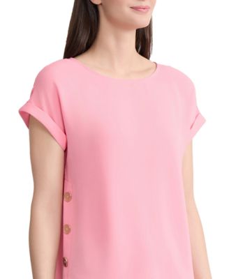 Women's Short-Sleeve Button Detail Blouse