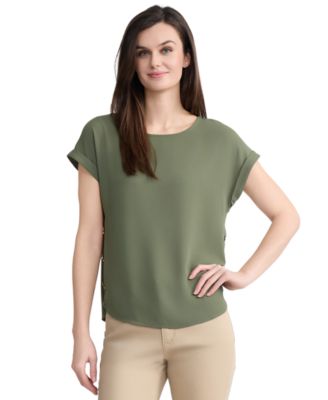 Women's Short-Sleeve Button Detail Blouse