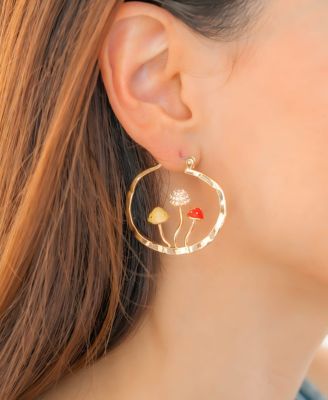 Boho Mushroom Hoop Earrings