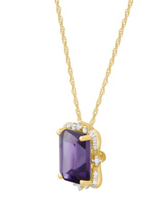 Blue Topaz (2-1/10 ct. t.w.) and Diamonds Necklace in 14k Yellow Gold (also available in Onyx and Amethyst)