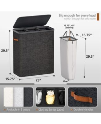 3-Compartment Laundry Basket with Removable Laundry Bag - Durable Organizer for Bathroom, Bedroom, or Laundry Room - Space Saving Design