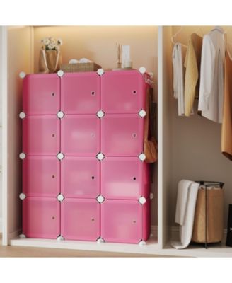 Space-Saving Modular Shoe Storage Cabinet – 12-Cube Stackable Organizer with Doors