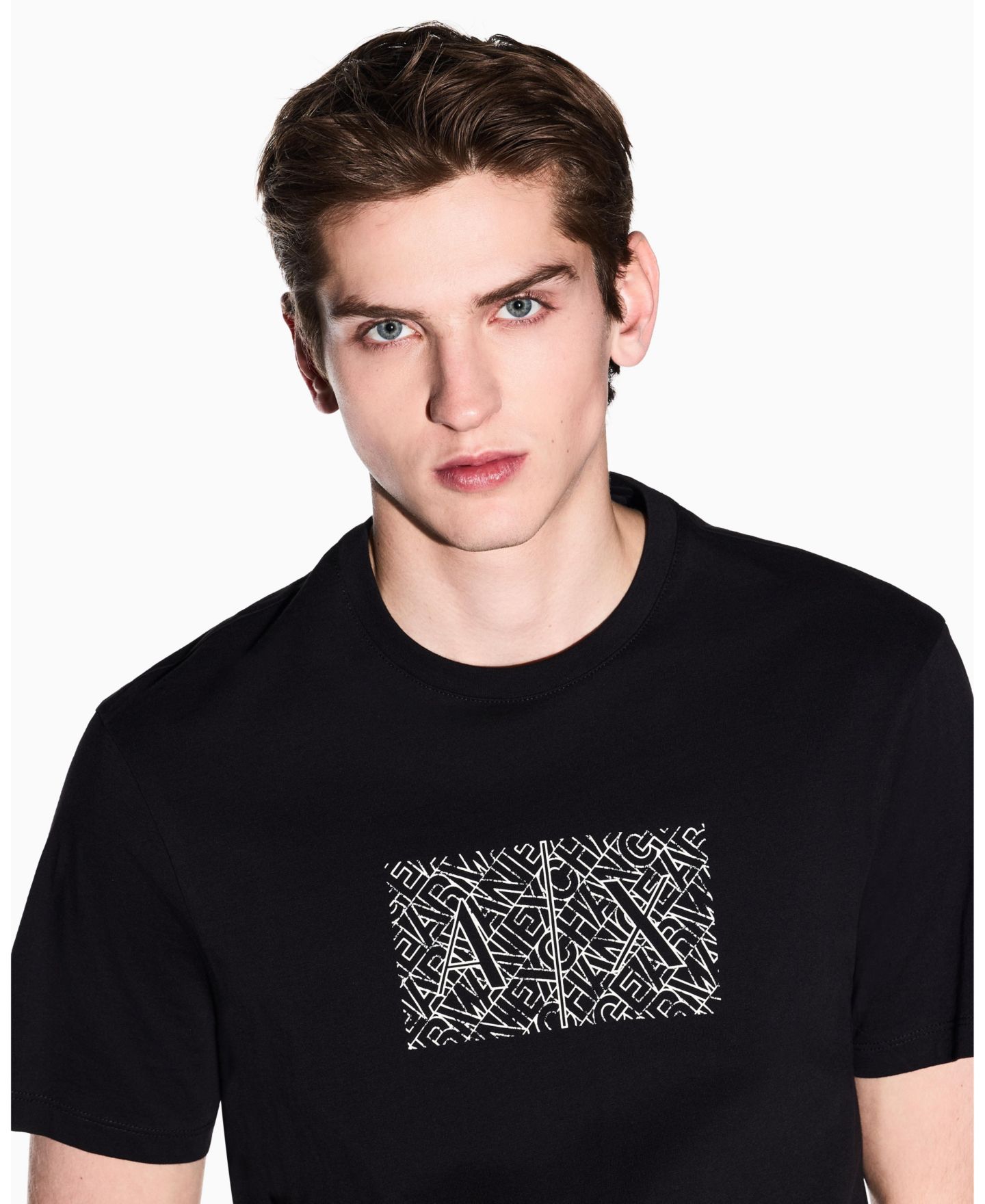 Мужская футболка A|X Armani Exchange Short Sleeve Jersey Printed Box Logo, цвет: Чёрный — фото 2