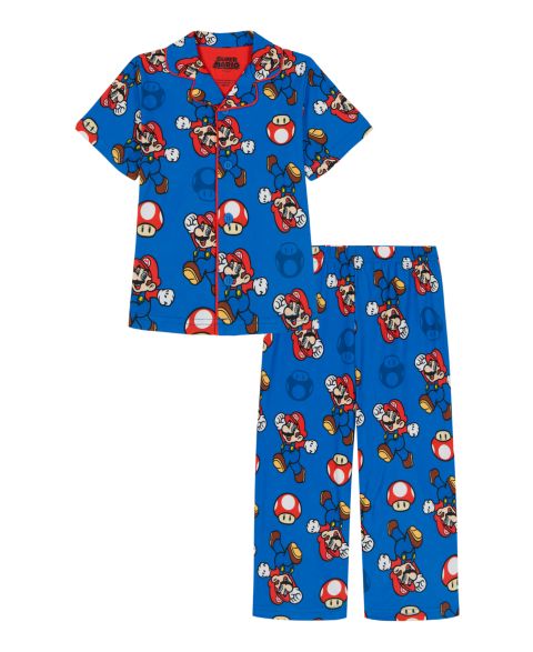 Детская пижама Nintendo Mario Party для малышей: рубашка с воротником и брюки, 2T-4T, цвет: Синий