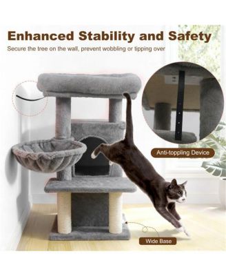 Stable Cat Tree with 2-Tier Cat Condo, Multi-Level Tower with Scratching Post