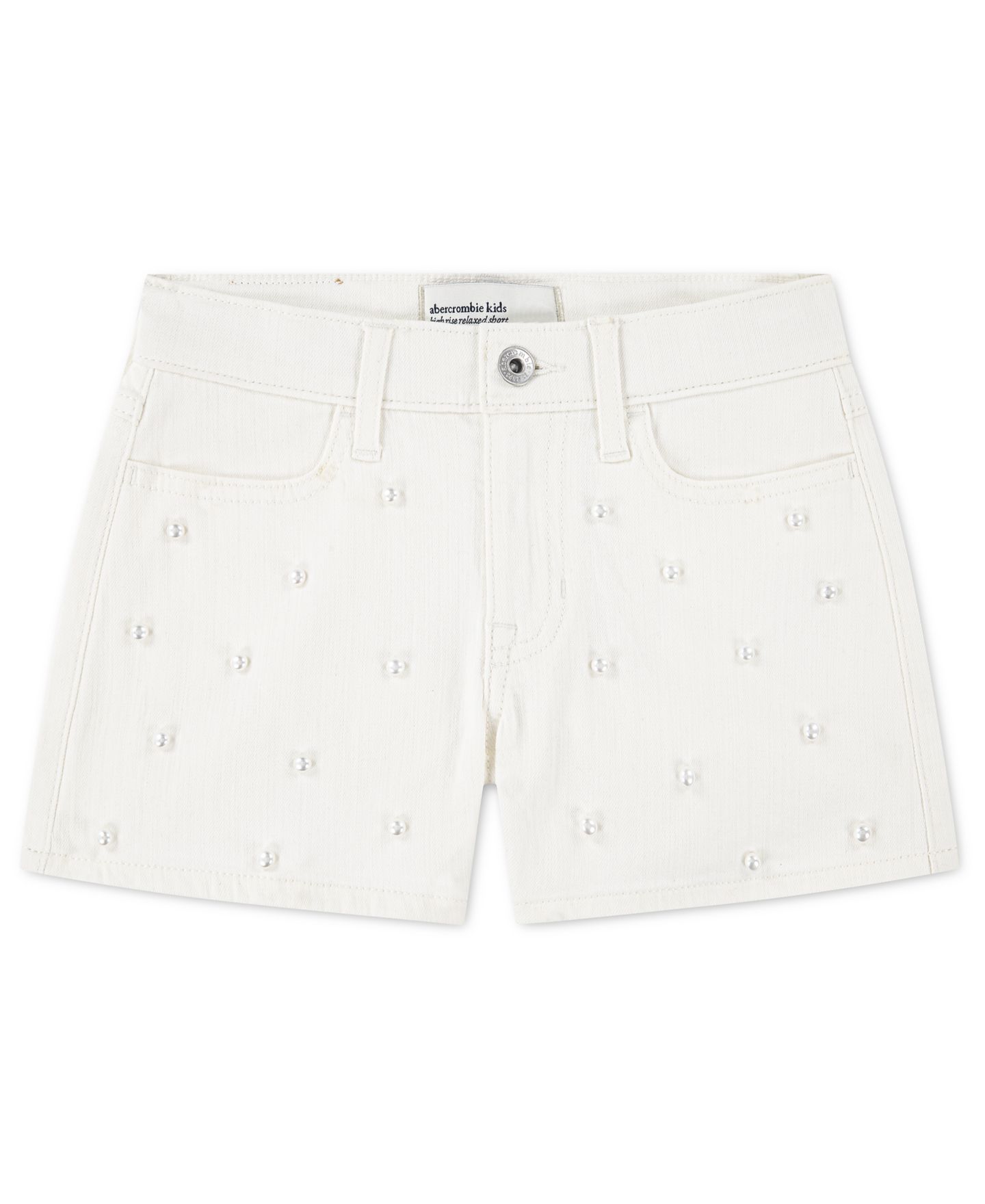 Шорты abercrombie kids Pocket Detail Twill Shorts для девочек, цвет: Белый — фото 1