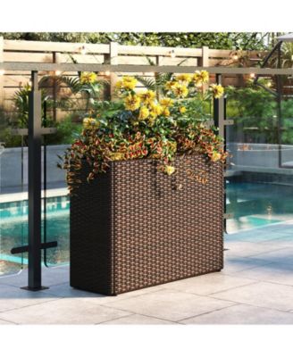 24 Inch Outdoor Wicker Raised Garden Bed with PE Liner