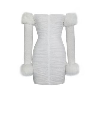 Women's Lani Lace Off-Shoulder Ruched Mini Dress