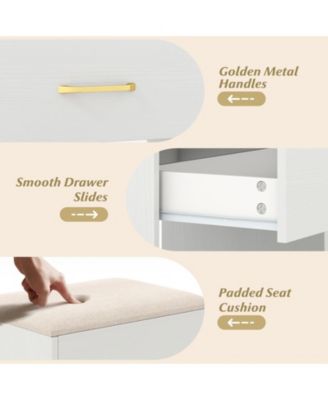 Vanity Desk with Lighted Mirror and Power Outlets, Makeup Dressing Table