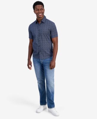 Men's Short-Sleeve Perfect Leaf Button-Up Shirt