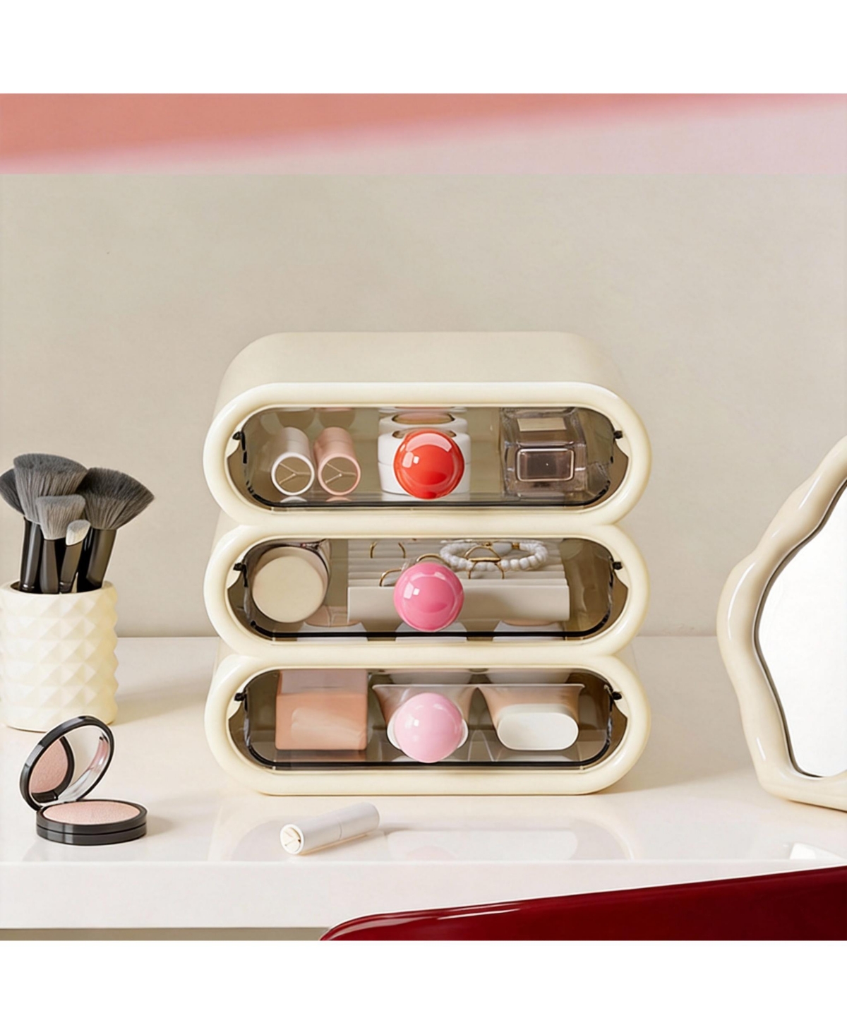 Yigii 3-Tier Clear Front Storage Organizer for Vanity, Bathroom, Office