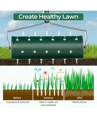 21 Inch Manual Lawn Aerator with Detachable Handle Filled with Sand or Stone