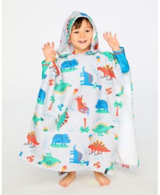 Boy Hooded Beach Towel Grey Baby Dinosaur Print - Toddler|Child