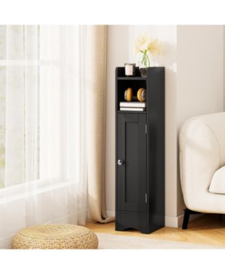 Slim Bathroom Corner Storage Cabinet with 1 Door and Adjustable Shelves