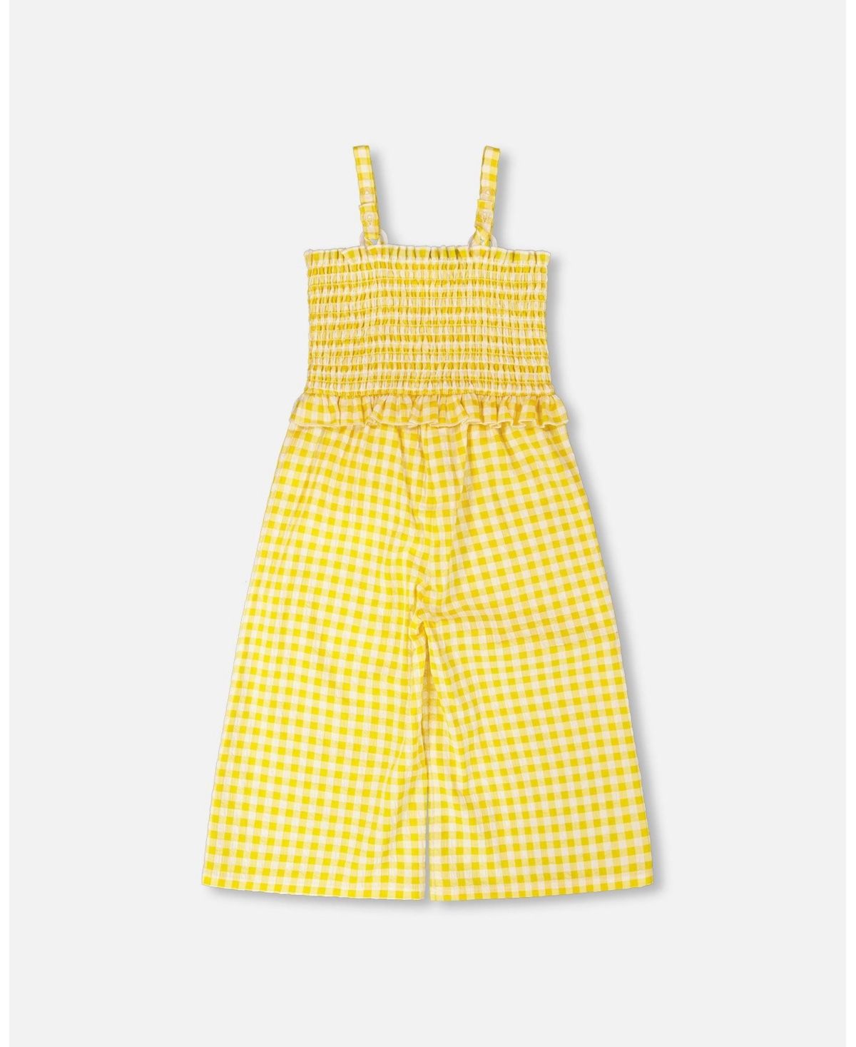 Draft - Deux par Toddler Girls Capri Jumpsuit with Smocking Gingham