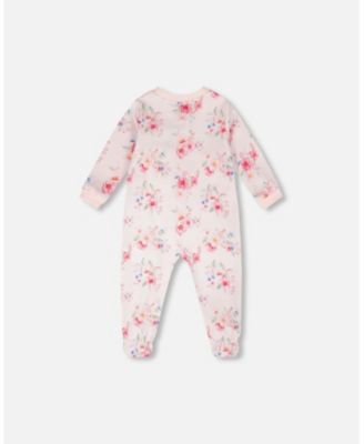 Baby Girls Cotton One-Piece Pyjama Flower Print