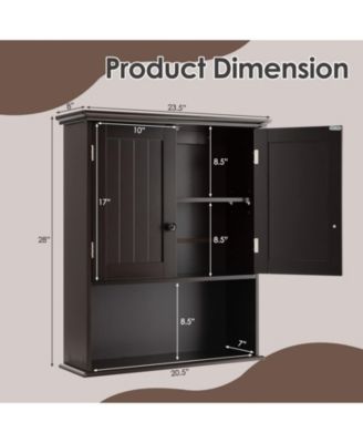 Wall-Mount Bathroom Storage Cabinet with Doors and Shelves Organizer