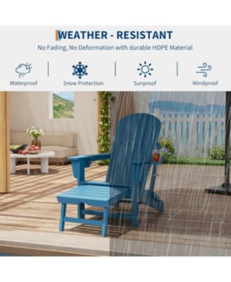 4-in-1 Folding Adirondack Rocker - Ottoman & Cup Holders, HDPE 380LBS 304 Steel, 80% Pre-Assembled (Grey, 1pc)