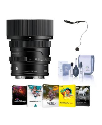 35mm f/2 DG Contemporary Lens for L Mount, Black, Bundle with Software Kit, Cleaning Kit and Cap Keeper