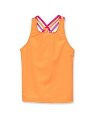 Girls Chlorine Resistant Strappy X-Back Tankini Top