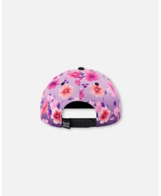 Baby Girls Cap Mauve Floral Gradient