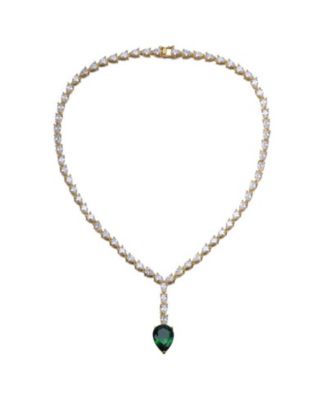 Timeless 14K Gold Plated Pear-cut Cubic Zirconia Tennis Necklace