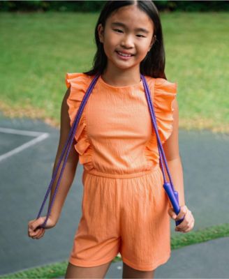 Girls Sleeveless Ruffle Knit Romper