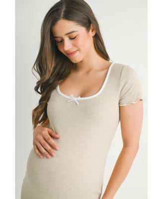 Women's Maternity Ribbed Bodycon Scoop Neck Short-Sleeve Dress