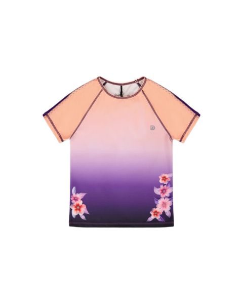 Топ Deux par Deux Athletic Short Sleeve in Polyester для девочек, цвет: Розовый чёрный градиентный