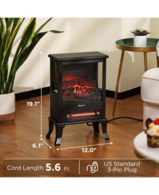 Electric Fireplace Stove with 17" Size, 1500W Power & 3 Sided Teal Checkerboard Flame View