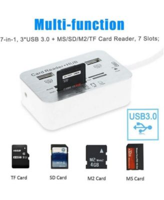 7-in-1 USB 3.0 Hub with Multi-Card Reader, Portable Adapter for Laptop/Desktop, Ideal for Photographers,Content Creators