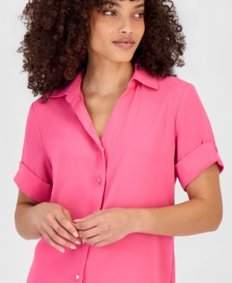 Petite Short-Sleeve Button-Front Shirt