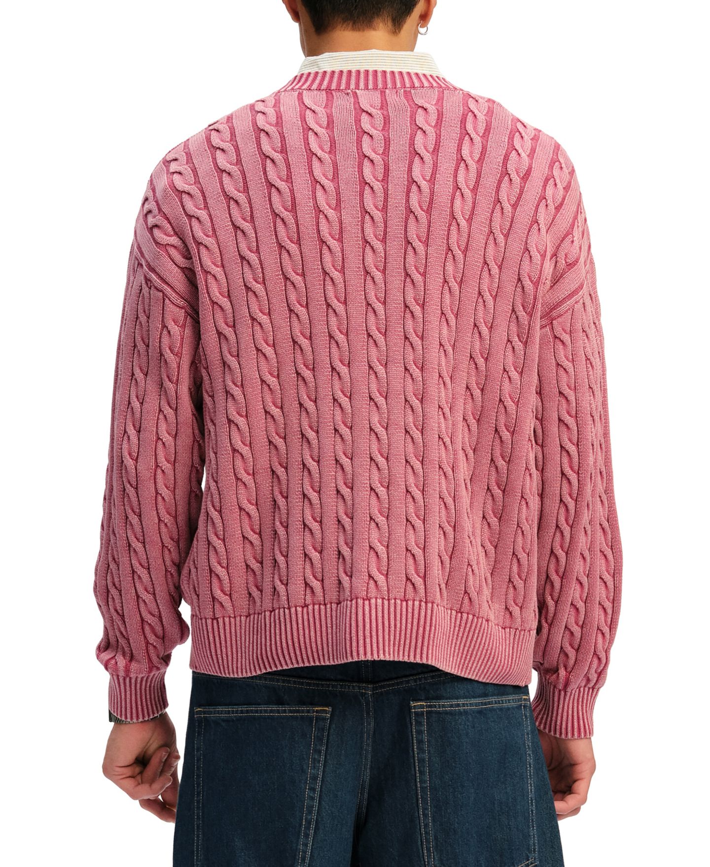 Мужской свитер COTTON ON Regular-Fit Crewneck Knit, цвет: Потёртый ягодный — фото 4