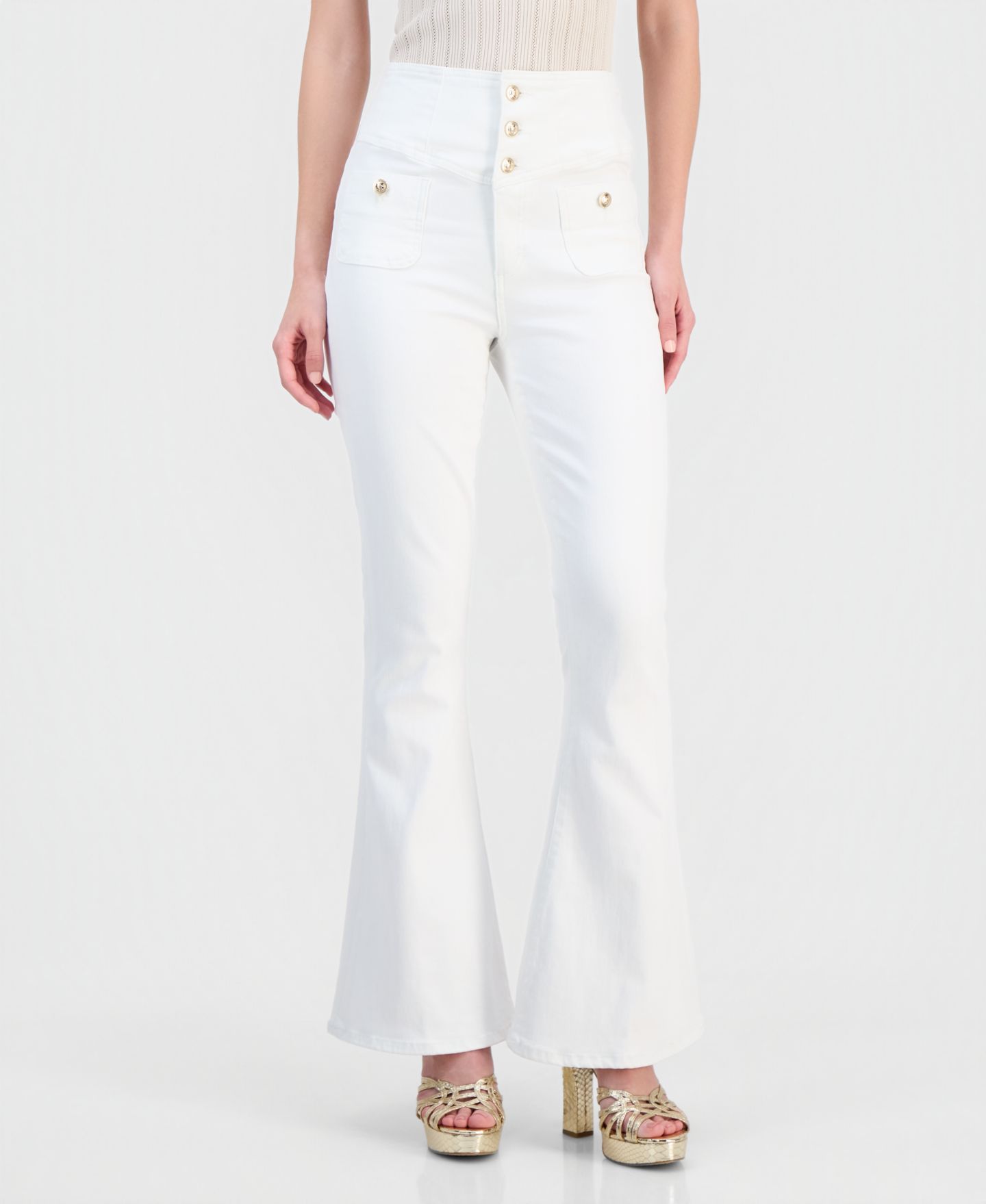 Женские джинсы GUESS Kaira High Rise Flare, цвет: Чистый белый — фото 3