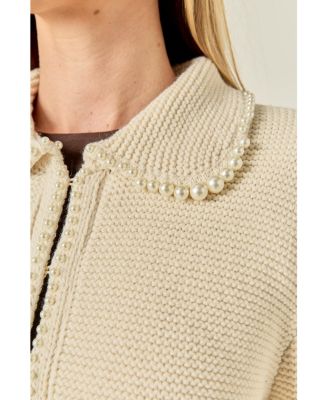 Women's Knit Pearl Detail Cardigan