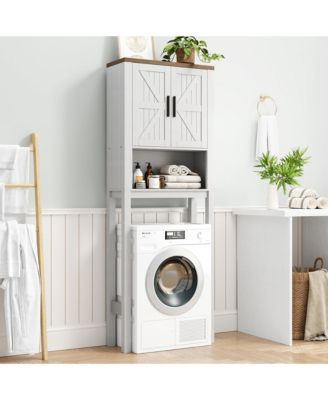 23.6 Inches Wide Toilet Rack with Over The Toilet Storage Cabinet , Small Freestanding Space Saver