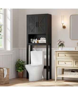 23.6 Inches Wide Toilet Rack with Over The Toilet Storage Cabinet , Small Freestanding Space Saver