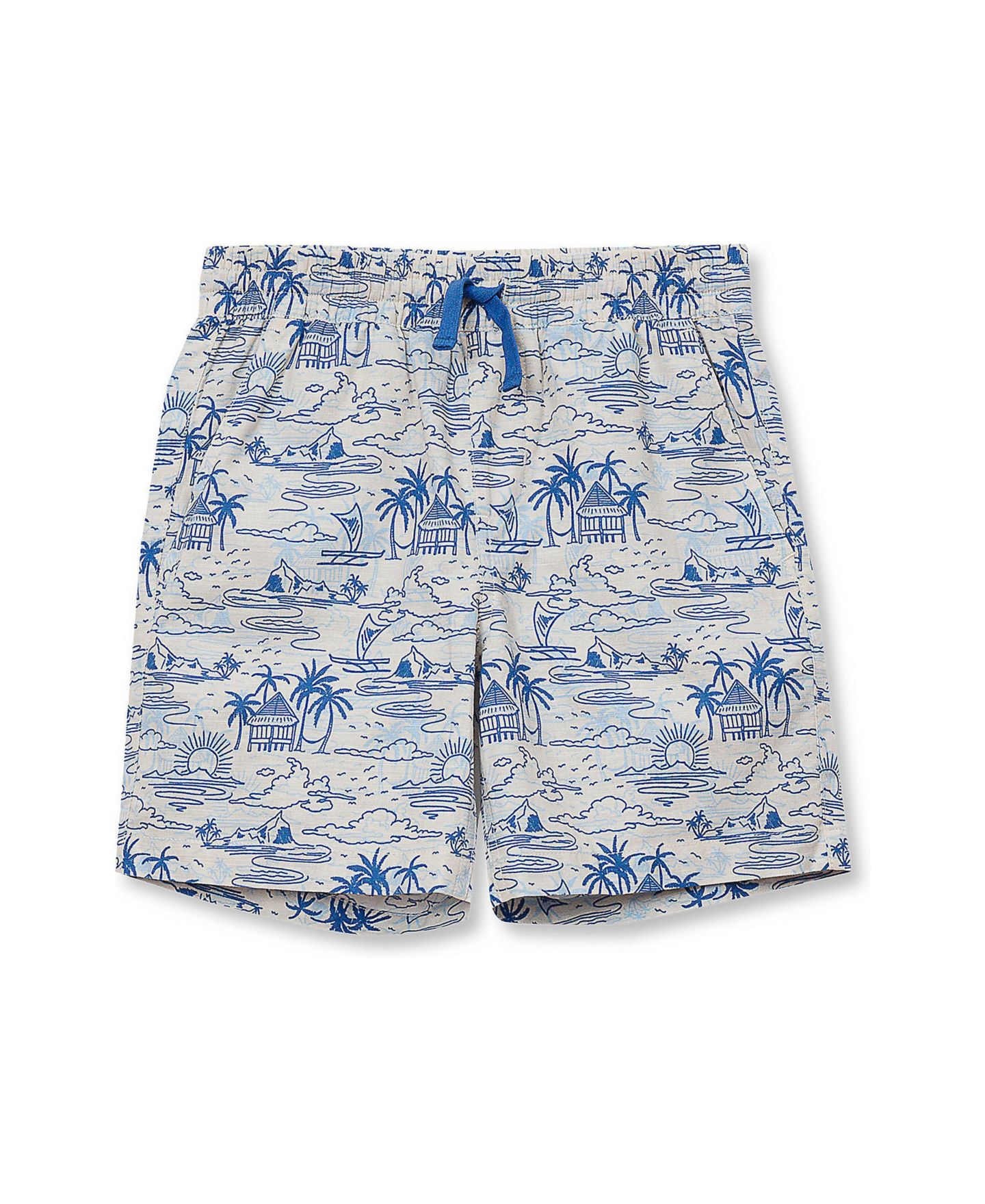 Шорты Lands' End Linen Slub для мальчиков, цвет: Синий пальмовый — фото 1