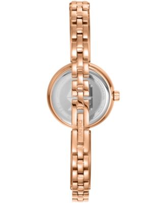Women's White Dial Rose-Gold Tone Stainless Steel Crystal Accented Jewelry Bracelet Watch, 26mm