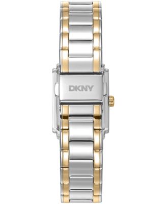 Women's White MOP Dial Crystal Accented Case Two-Tone Gold Stainless Steel Bracelet Watch, 23 x 30mm