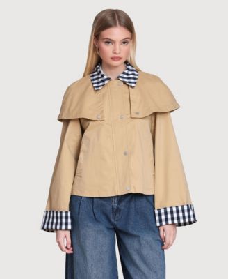 Women's Short Trench Cape Collared Jacket
