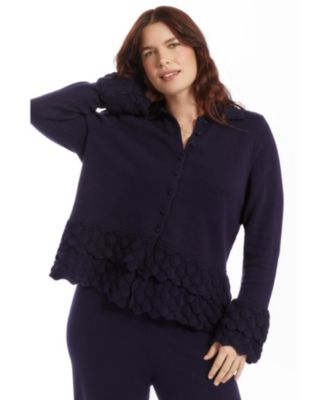 Women's Ruffled Peplum Cardigan Sweater