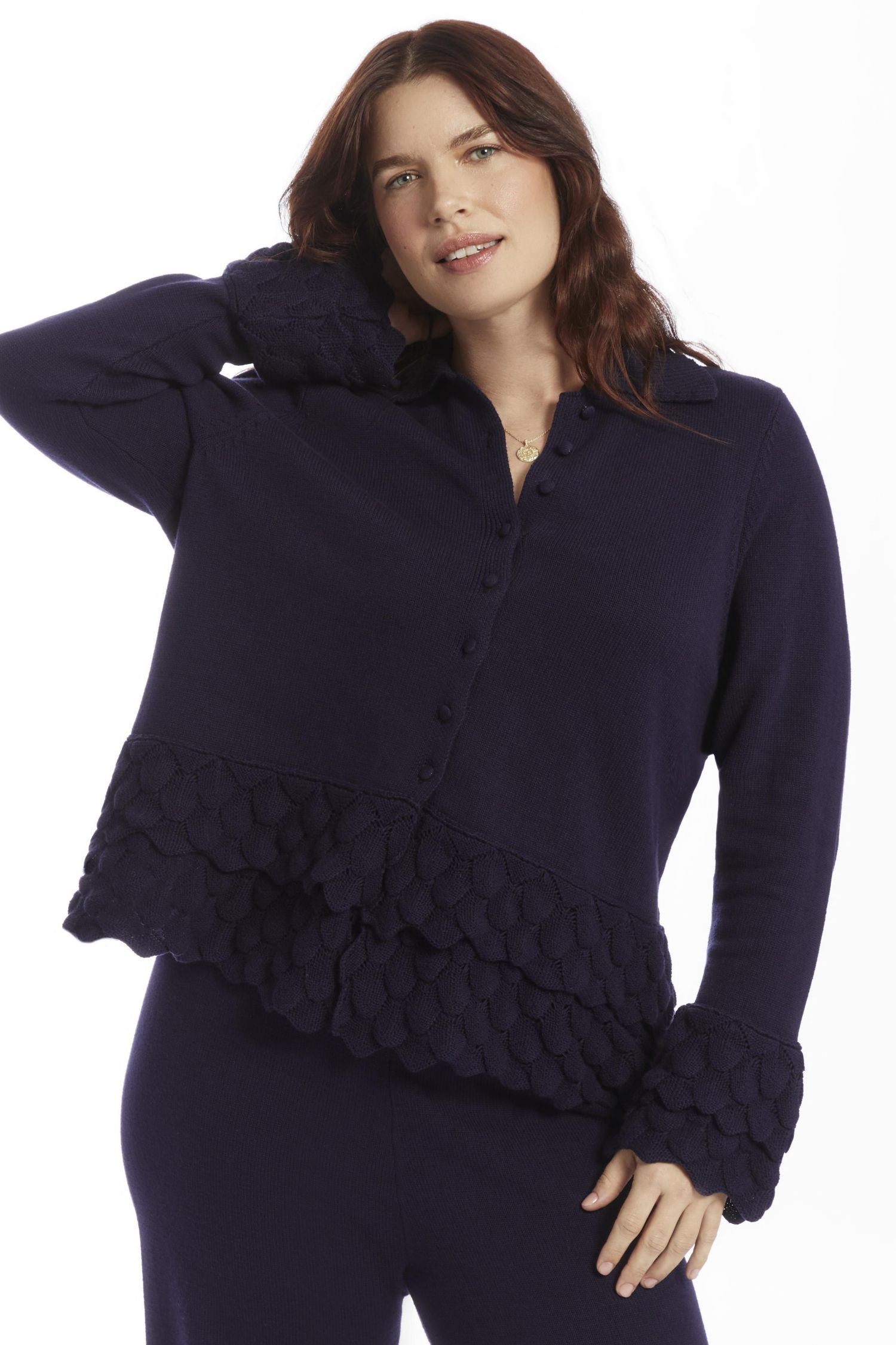 Women's Ruffled Peplum Cardigan Sweater