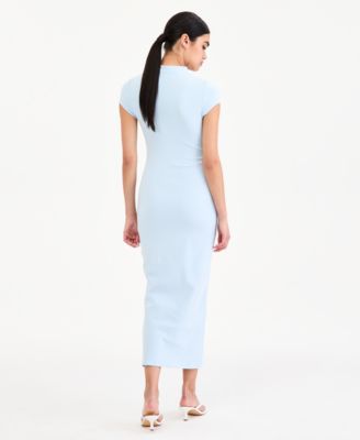 Women's Cap-Sleeve Mock-Neck Midi Dress