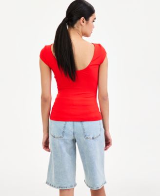 Women's Shelf-Bra Cap-Sleeve Top